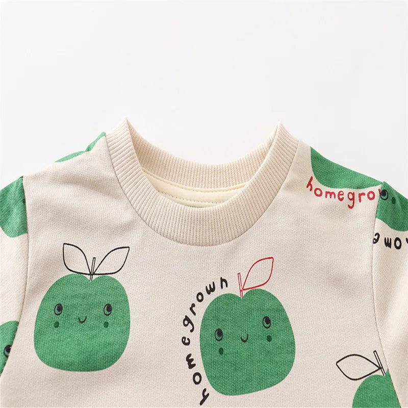 Jumping Meters New Arrival Apples Print Girls Sweatshirts Hot Selling Children's Clothes Long Sleeve Autumn Shirts