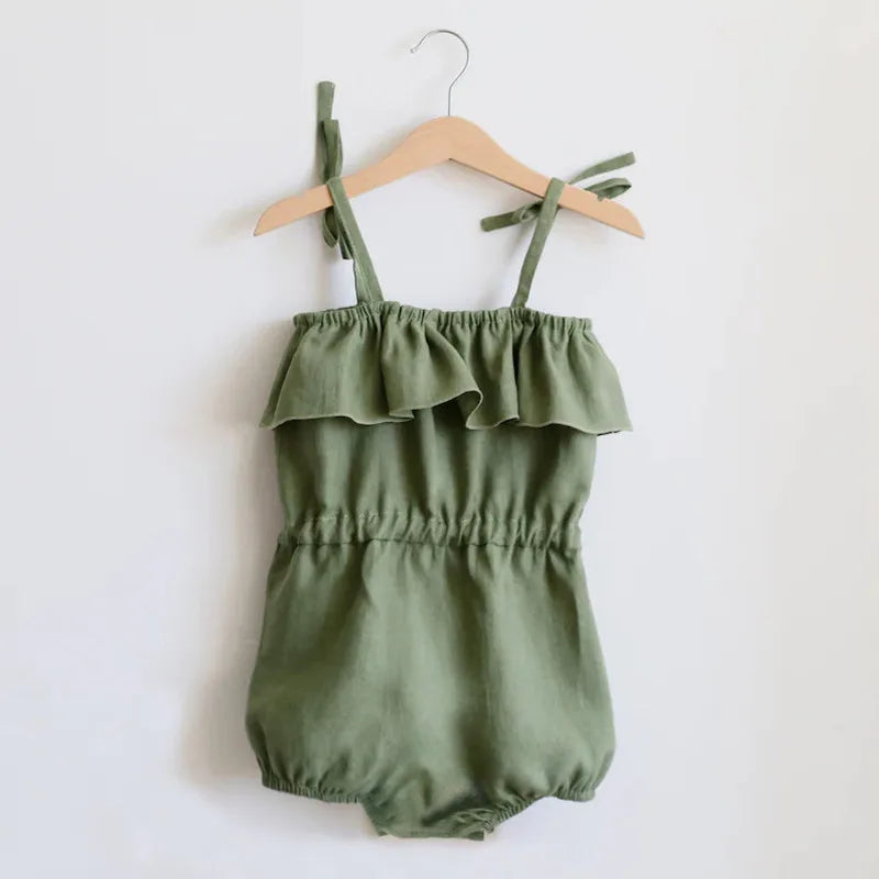 Summer Baby Girls Clothing Newborn Baby Girl Solid color Linen Cotton Sleeveless Romper Cute Baby Clothes