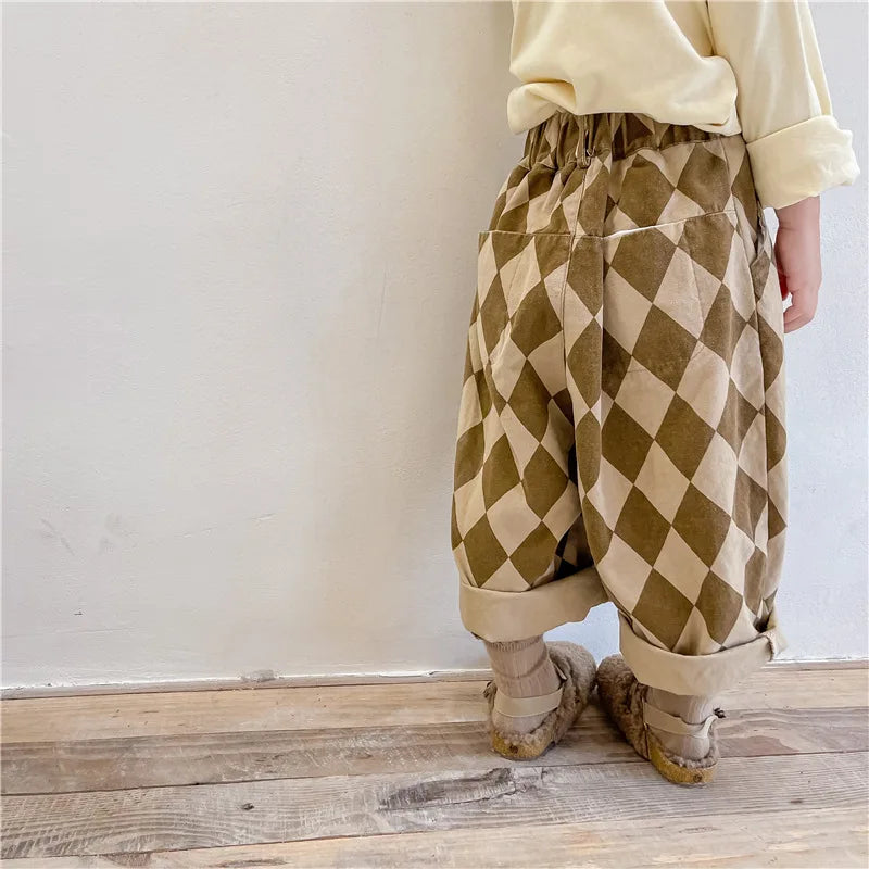 Baby Boy's Plaid Pants Casual Loose Kids Clothes