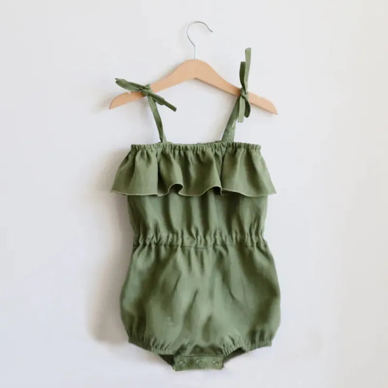 Summer Baby Girls Clothing Newborn Baby Girl Solid color Linen Cotton Sleeveless Romper Cute Baby Clothes