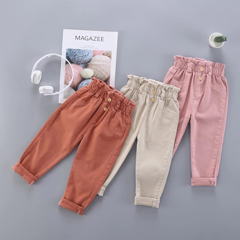 Children'S Carrot Pants 2021 New Autumn Clothes Children'S Clothing Girls' Solid Color Footwear Casual Pants