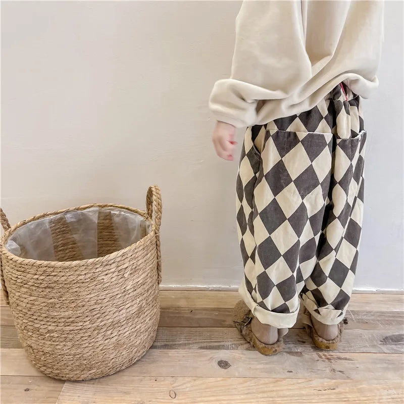 Baby Boy's Plaid Pants Casual Loose Kids Clothes