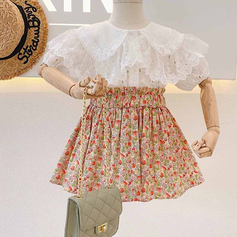 Denim Flower Embroidered Top+Net