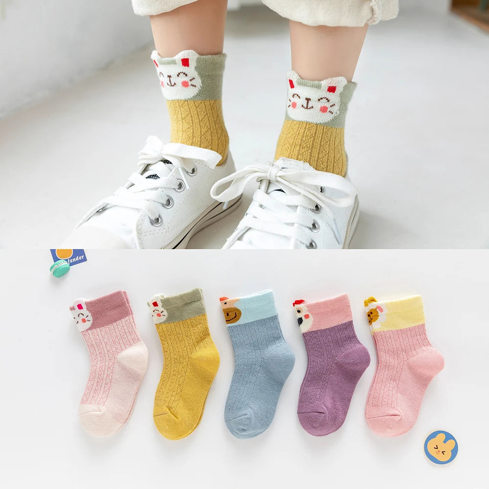 Baby, Boy and Girl's Socks 5Pairs/Lot Cute Cartoon Animal Prints