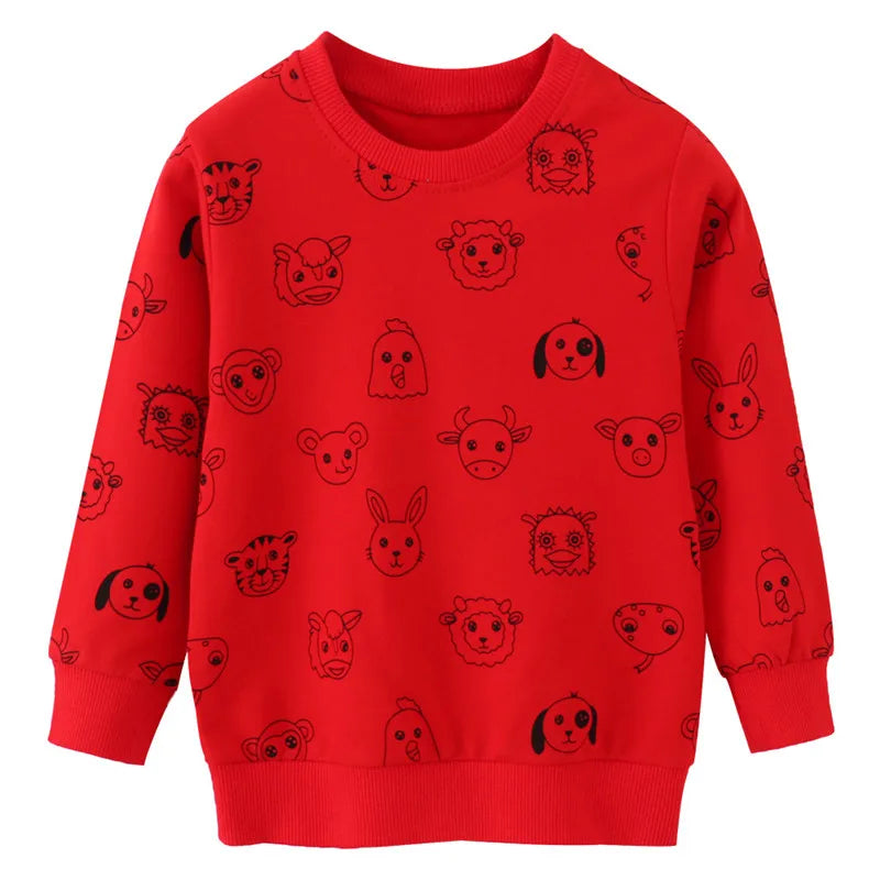 Jumping Meters New Arrival Apples Print Girls Sweatshirts Hot Selling Children's Clothes Long Sleeve Autumn Shirts