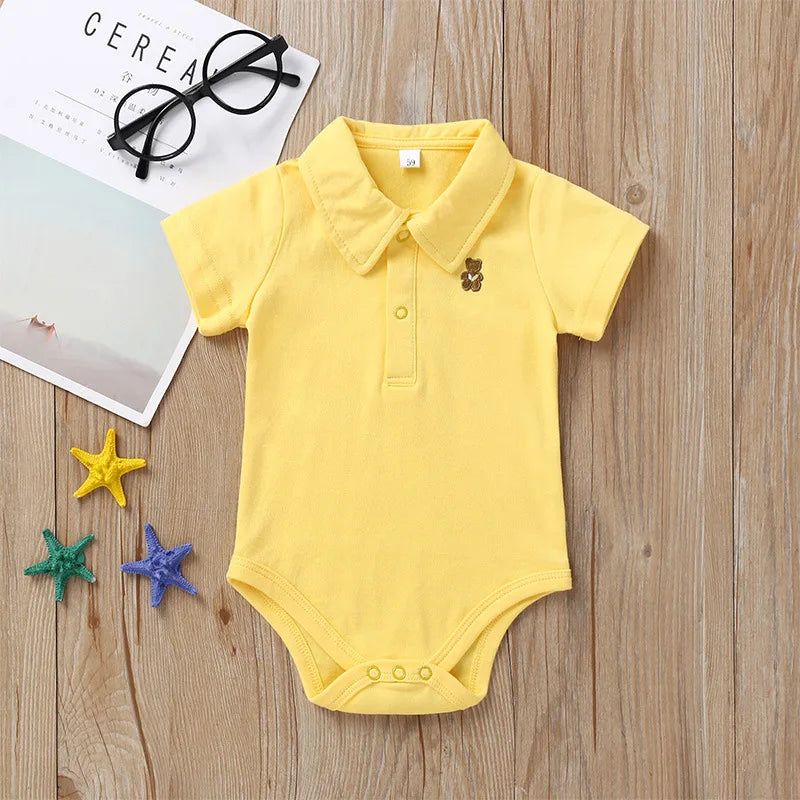 Newborn Baby Romper 0-12 Months 2024 Summer Solid 3 Colours Polo Infant Baby Boy Girl Clothes jumpsuit new born Bebies Roupas
