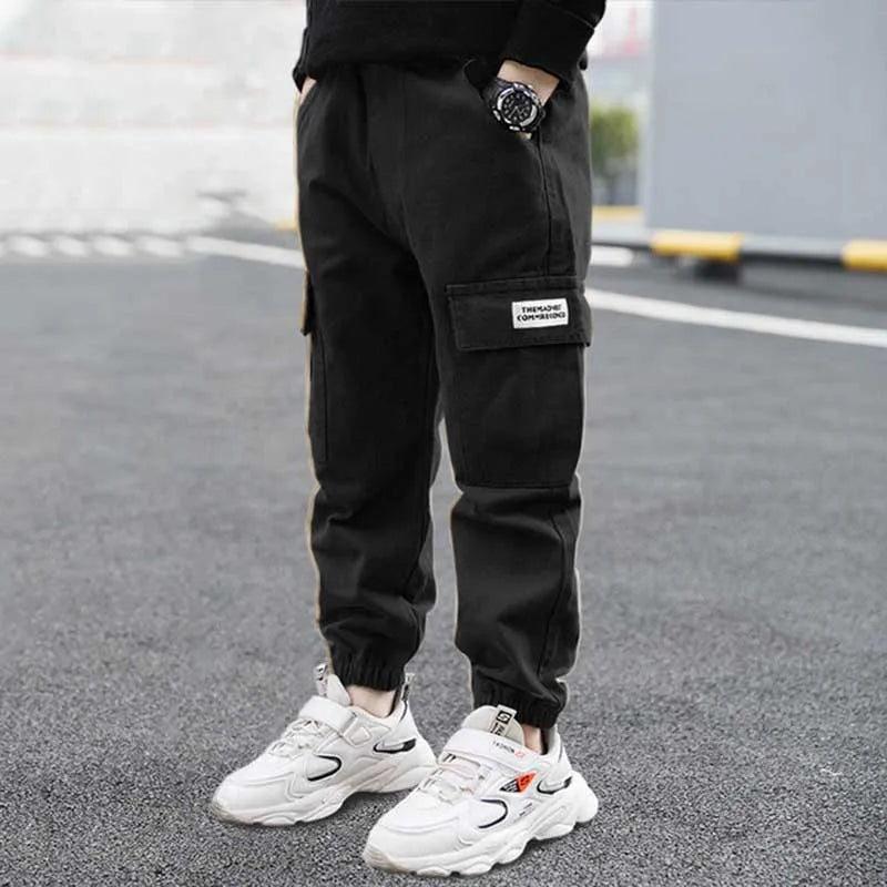 Boys Cargo Pants Spring Autumn Thick Boys Trousers Casual Kids Sport Pants Teenage Children Clothes For 4-11Year