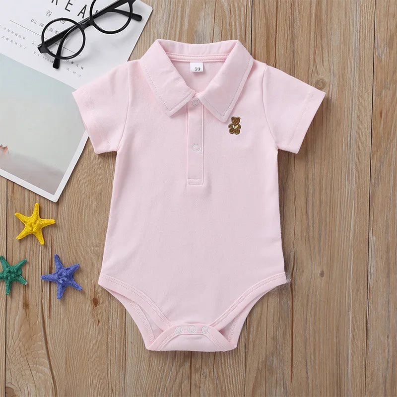 Newborn Baby Romper 0-12 Months 2024 Summer Solid 3 Colours Polo Infant Baby Boy Girl Clothes jumpsuit new born Bebies Roupas