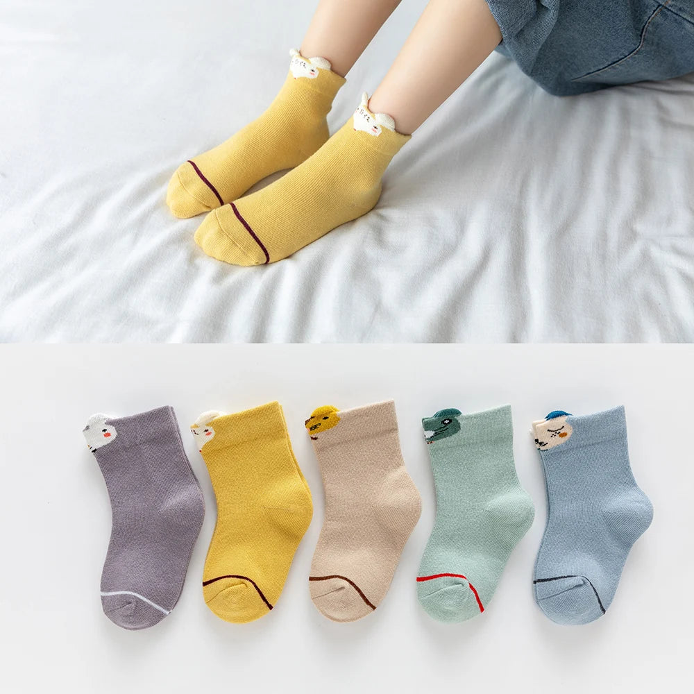 Baby, Boy and Girl's Socks 5Pairs/Lot Cute Cartoon Animal Prints