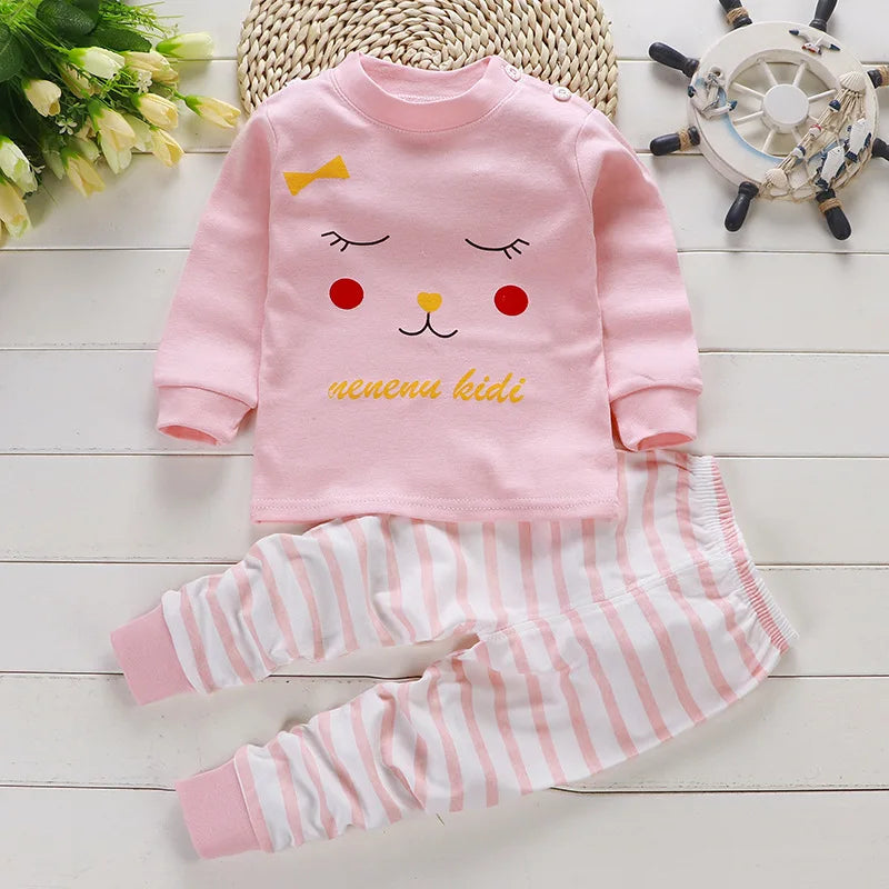 Baby Clothing Sets with Cartoon Details for Ages 0-3 Years Old