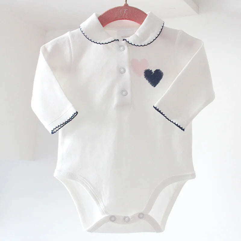 Baby Girls Jumpsuit Pyjamas, Long Sleeves Clothing With Heart