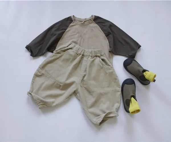 New Autumn Baby Boys T-shirts Patchwork Long Sleeve Korean Style Tops Toddlers Kids Casual Tees Children Clothes