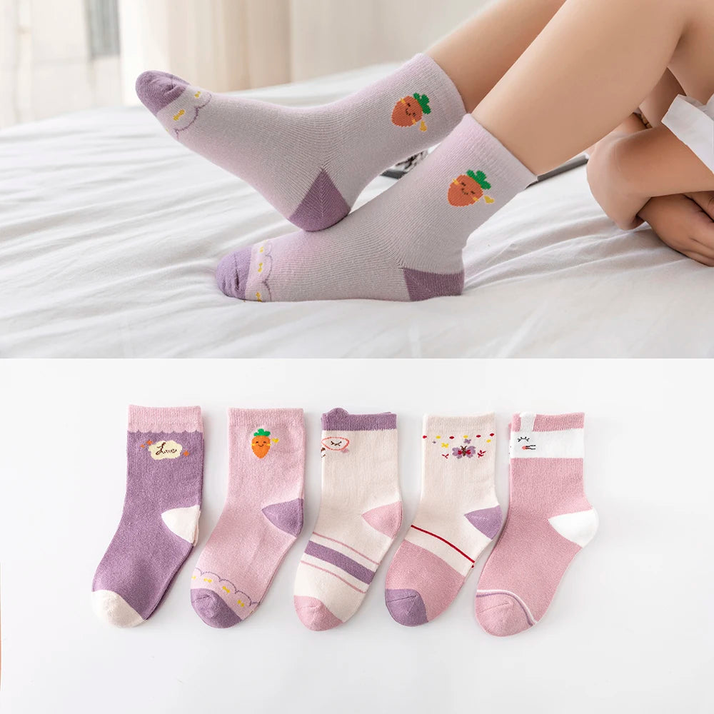 Baby, Boy and Girl's Socks 5Pairs/Lot Cute Cartoon Animal Prints