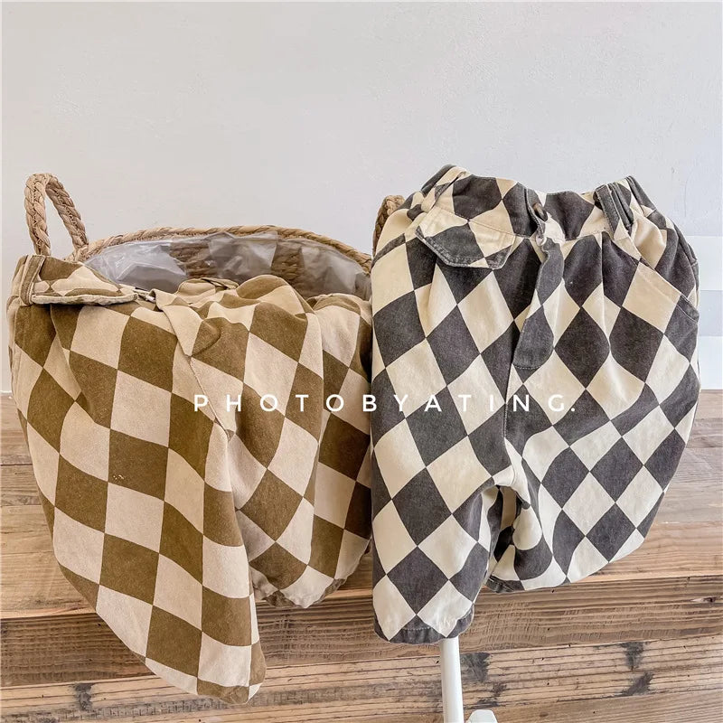 Baby Boy's Plaid Pants Casual Loose Kids Clothes
