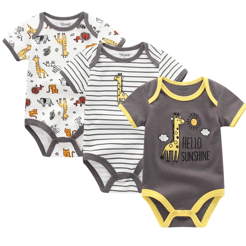 Girl and Boy Baby Rompers Short Sleeve Jumpsuits Set