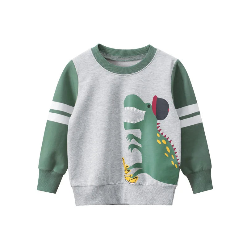 Spring Boys Clothing with Dinosaur Cartoon Sweatshirts Ages 1 to 9 year old