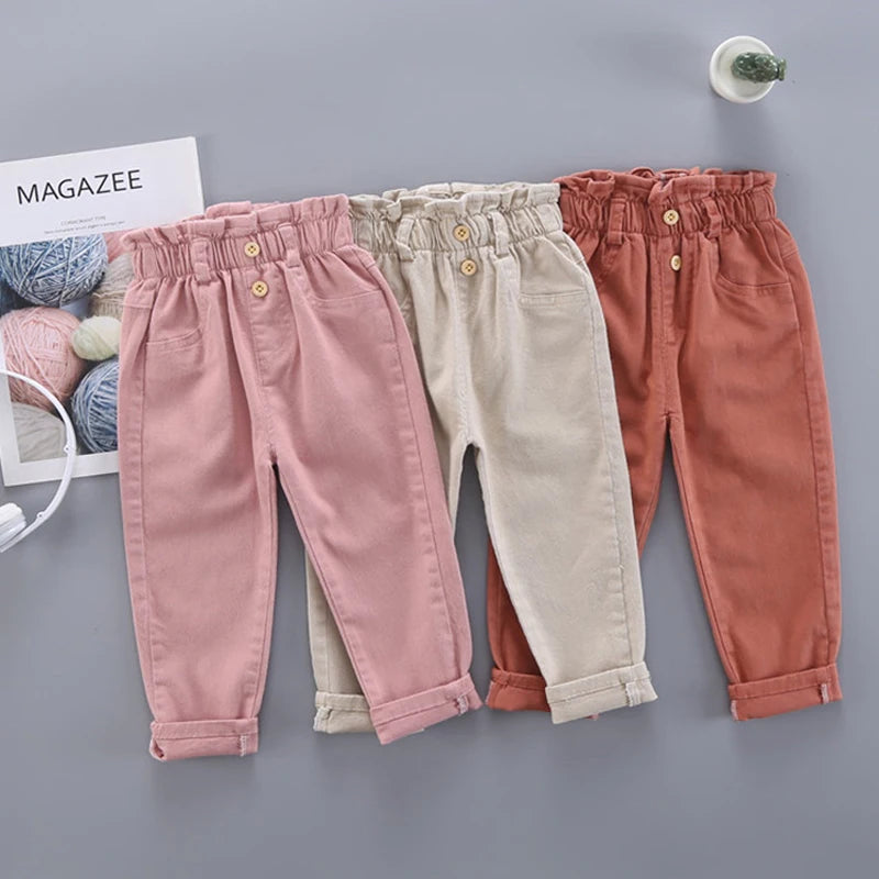 Children'S Carrot Pants 2021 New Autumn Clothes Children'S Clothing Girls' Solid Color Footwear Casual Pants
