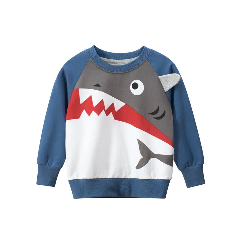 Spring Boys Clothing with Dinosaur Cartoon Sweatshirts Ages 1 to 9 year old