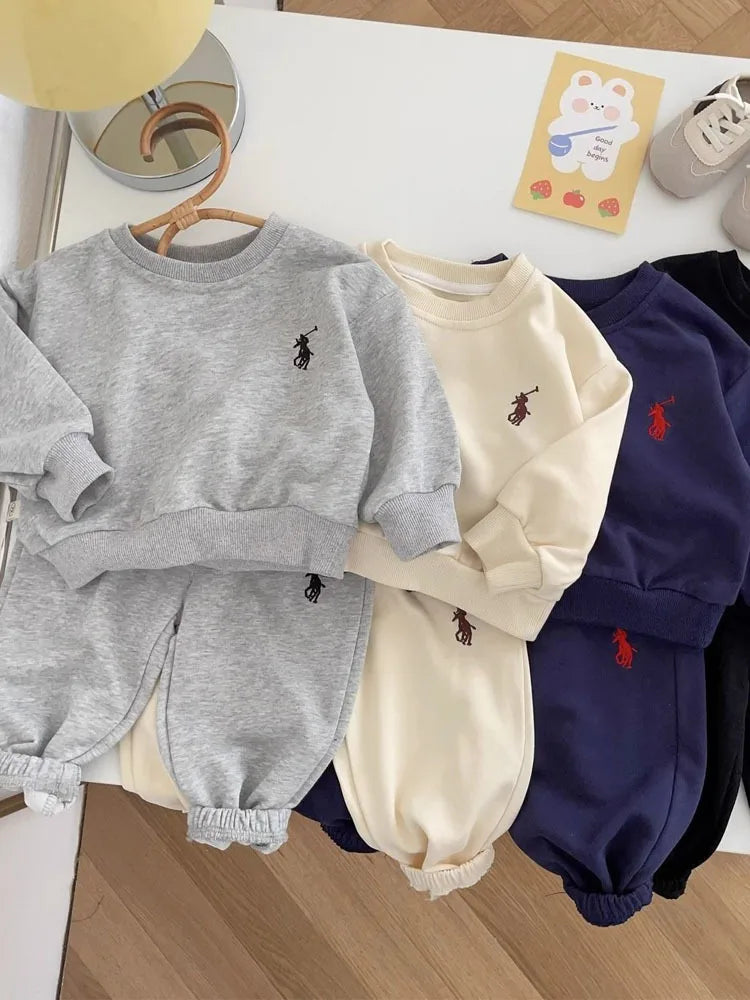 Boys Spring Sports Round Neck Sweater Set Children's Wear Two Piece Children Clothes Children's Top And Bottom Clothes Set Kids