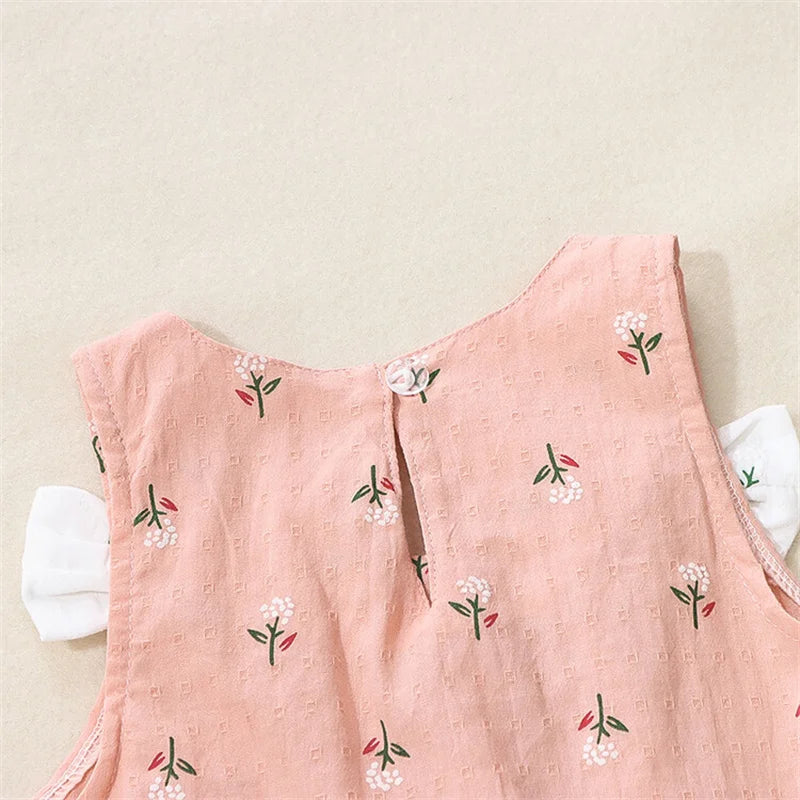 Summer Simple Solid Color Flower Baby Girl Dress Sleeveless Bowknot Children's Clothes Thin Breathable 0 To 3 Years Old Toddler