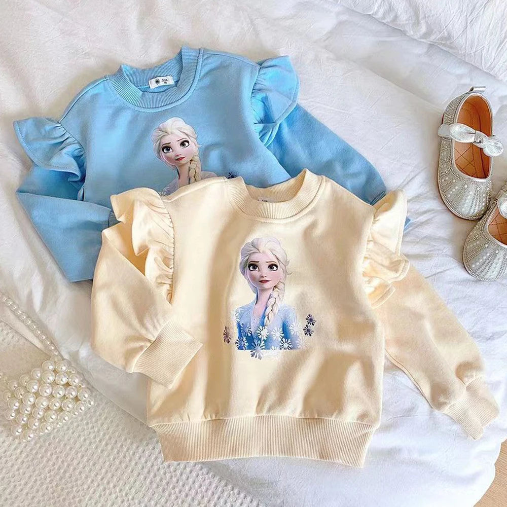 New Girls Tops Quality Cotton Disney Frozen Elsa Kids Clothes Tee Shirt Girl Clothing Long Sleeves for Children's T-shirt