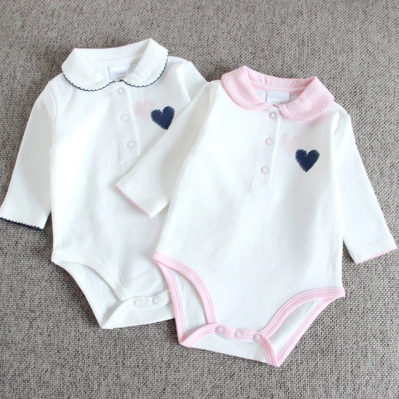 Baby Girls Jumpsuit Pyjamas, Long Sleeves Clothing With Heart