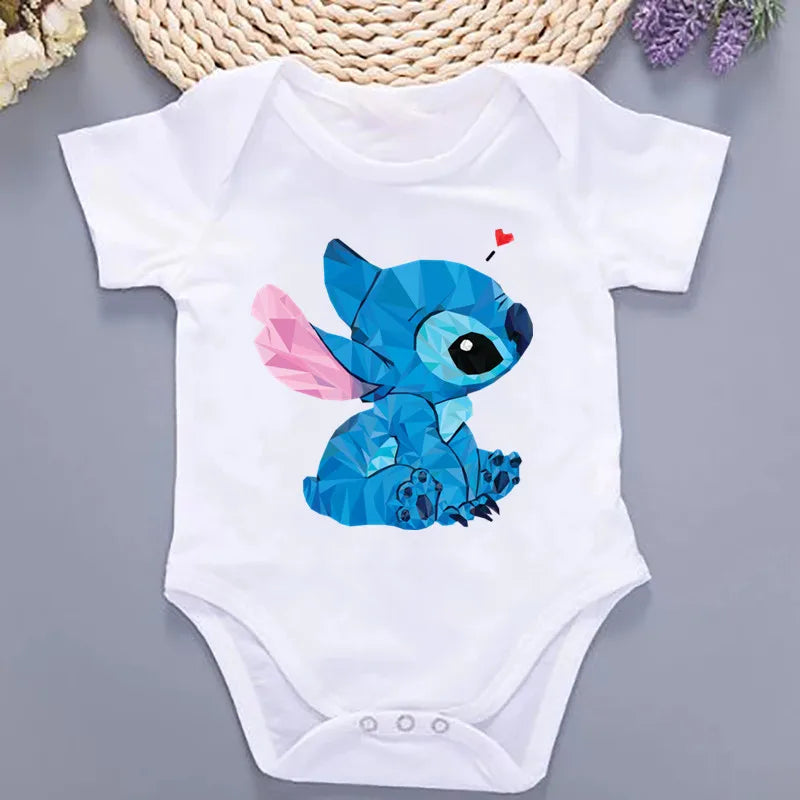 Newborn Baby Summer Rompers Infant Bodysuits Short Sleeve Jumpsuit Cartoon Lilo & Stitch ropa bebe Baby Boy Girl Clothes