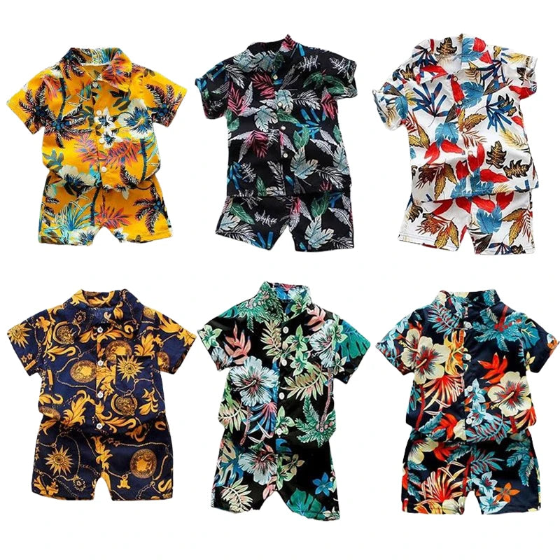 Baby Boys and Boys Floral Printed Clothes sets For children ages 1-6