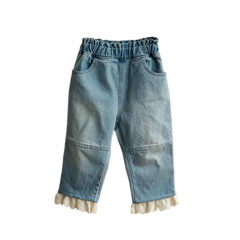 Girls Atumn Casual Lace Straight Led Demin
