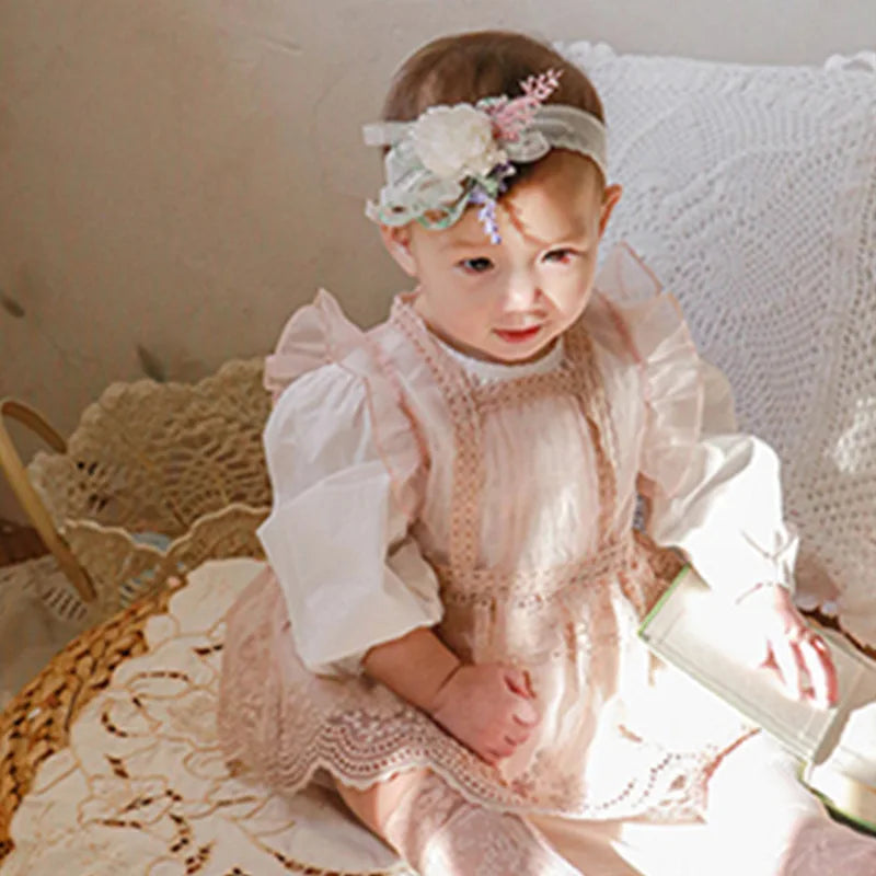 Spring 2022 South Korean Children Clothes Girl Princess Dress Lace Vest Sundress Sweet Fresh Fashionable Baby Girls Dresses