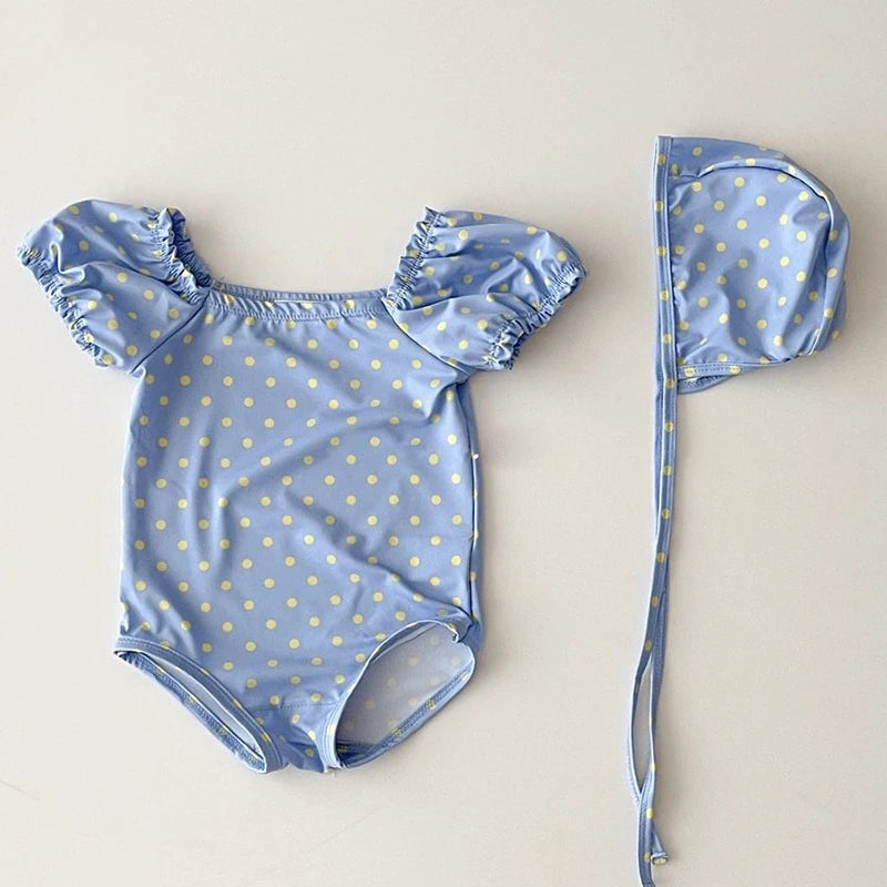 Kids Baby Girls Swimwear Summer Baby Girls One-piece Swimsuit Children's Clothes Short Sleeve Printing Sandy Beach Swimwear
