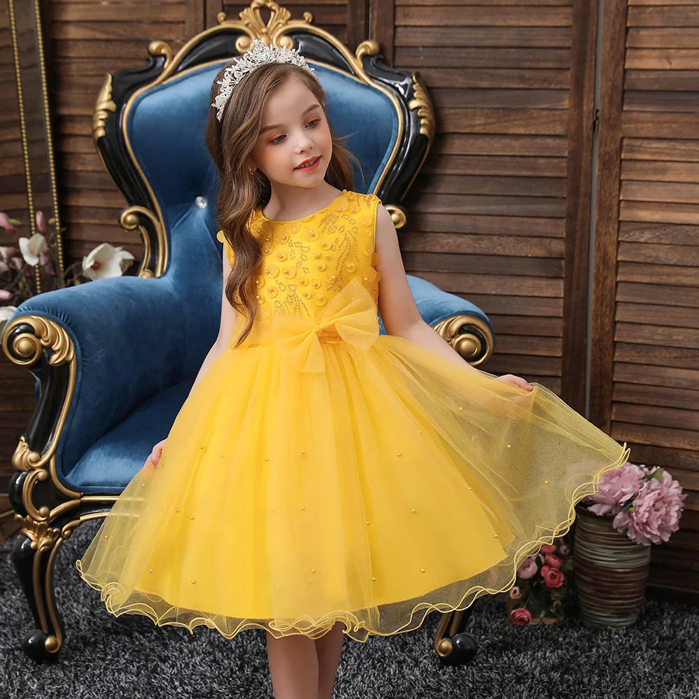 Girls Communion Kid's Festa Junina Princess Dresses Kids Elegant Parties Flower Wedding 2 4 7 9 10 Years Old Children's Clothes
