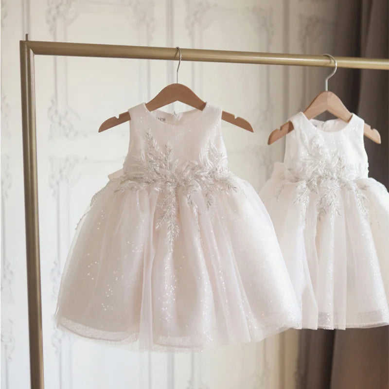 Infant White Lace 1st 2nt Birthday Dress Baby Girls Princess Cake Dresses Toddler Wedding Baptism Ball Gown Children Clothes