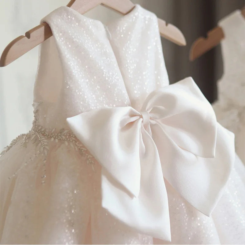 Infant White Lace 1st 2nt Birthday Dress Baby Girls Princess Cake Dresses Toddler Wedding Baptism Ball Gown Children Clothes