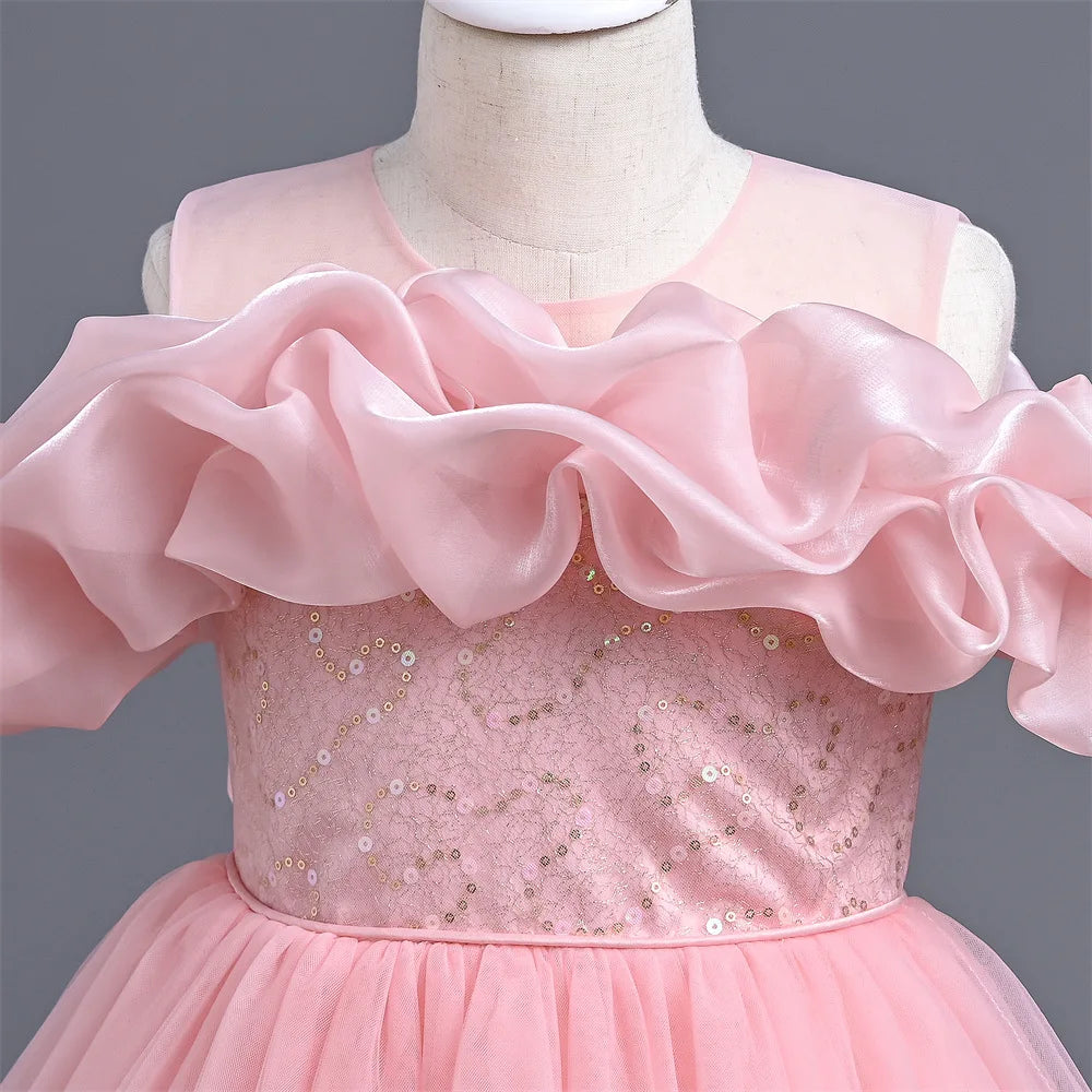 Baby Girls Flower Princess Ball Gown. Lace Long Dresses for formal wear.