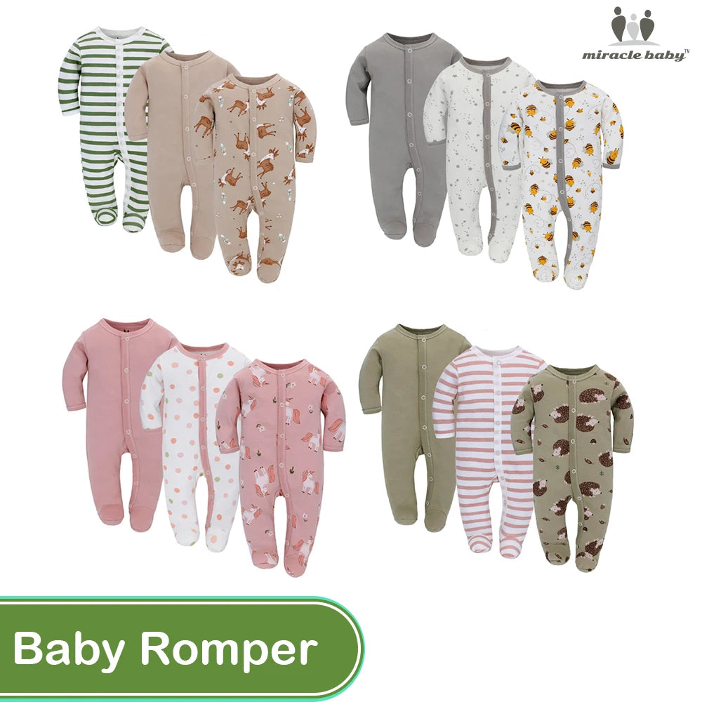 Girls and Boys Baby/Toddler Cotton Rompers/Jumpsuit 3pcs Set