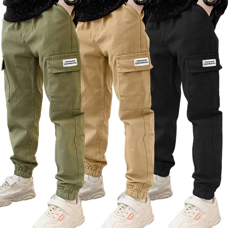 Boys Cargo Pants Spring Autumn Thick Boys Trousers Casual Kids Sport Pants Teenage Children Clothes For 4-11Year