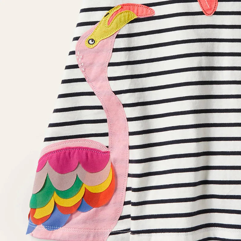 Little maven 2024 Baby Girls Casual Dress Summer Cotton Flamingo Frocks Lovely and Comfort Children Clothes for Toddler Infant