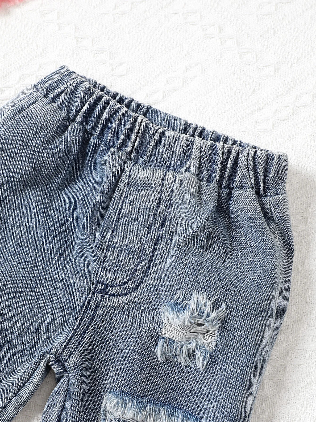 Baby Girls 2pcs Clothing Set Strap Tops and Denim Trousers