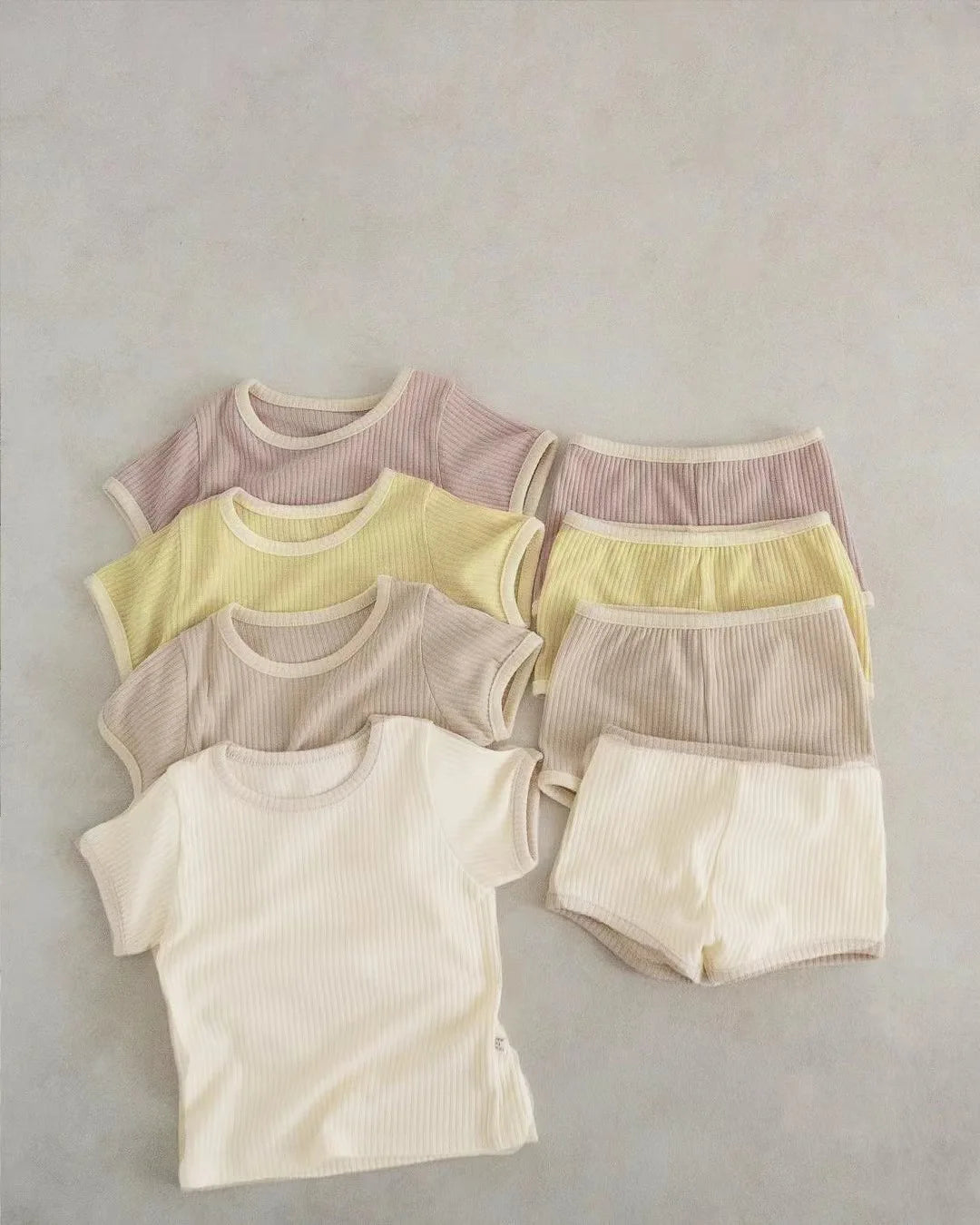 Baby Boys and Girls Solid T-Shirts+ Shorts 2pcs Breathable Outfits