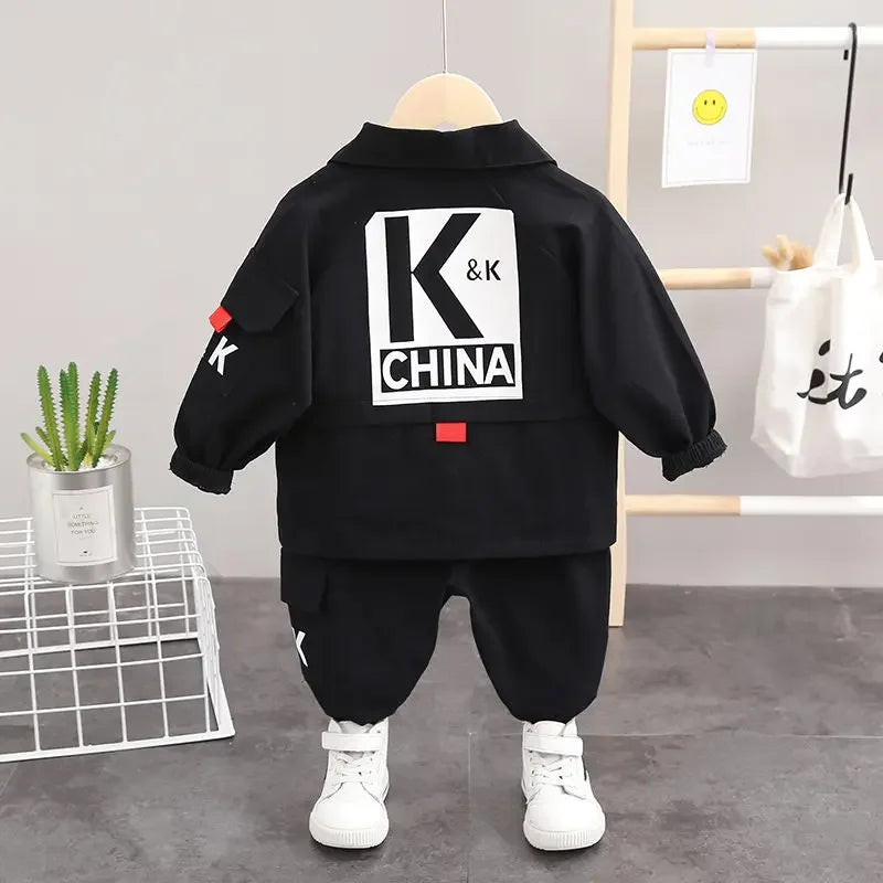 Boy/Children Clothes, Baby Boys Jacket Suit T-Shirt Pants 3Pcs/Sets Ages 0-4 years