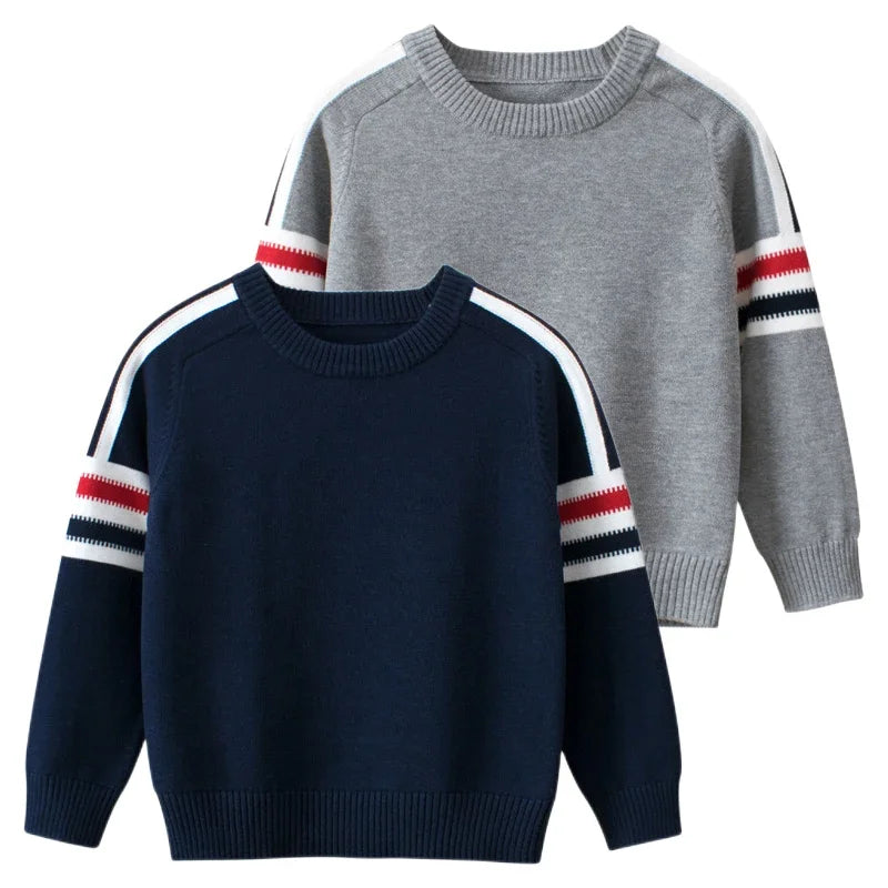 Brand Children's Sweater 2024 Spring Boys Clothes Girls Long Sleeve O-Neck Striped Knitted Jumper Top Kids Pullovers Dropship