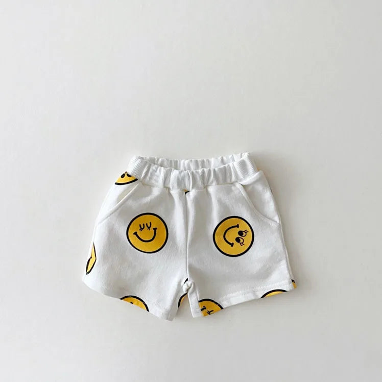 Children Clothes Set Smiley.Shorts and Short T-Shirts For Boys and Girls