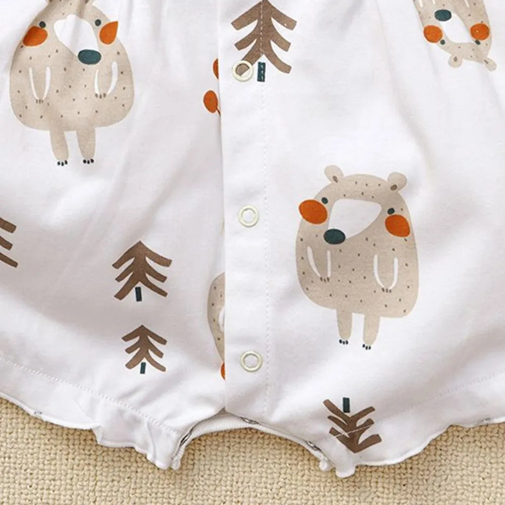 Baby Girls Ages 3-18M Cartoon Ruffled Sleeves Rompers.