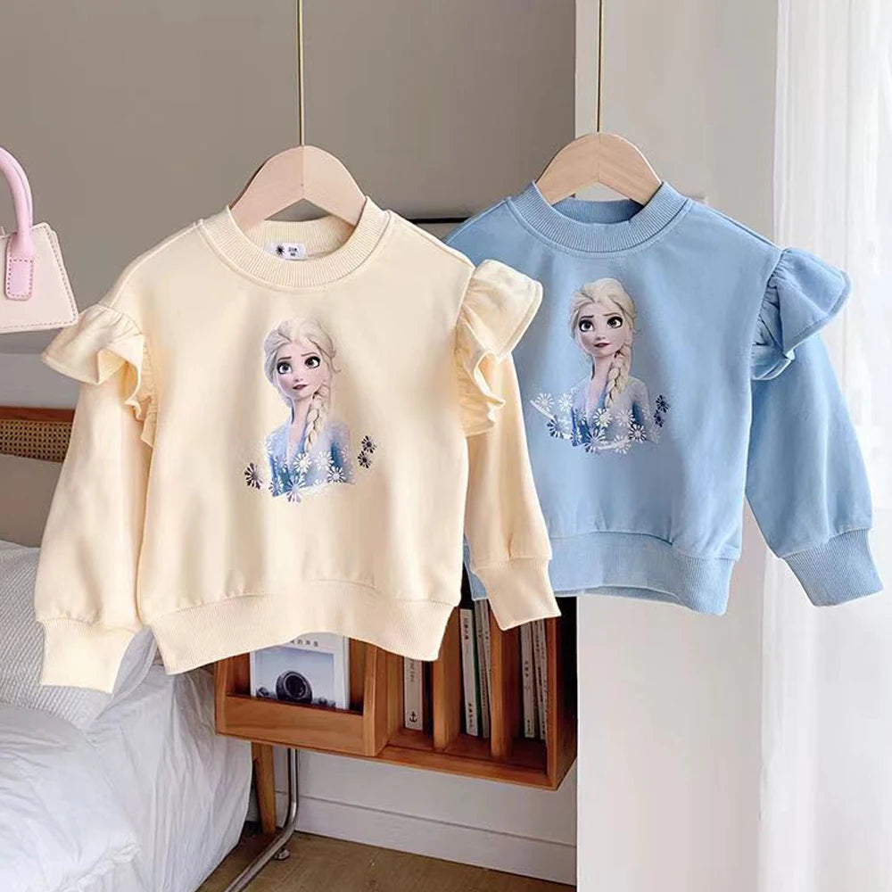 New Girls Tops Quality Cotton Disney Frozen Elsa Kids Clothes Tee Shirt Girl Clothing Long Sleeves for Children's T-shirt
