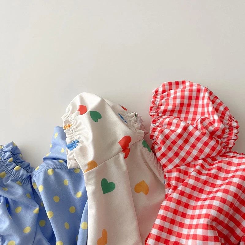 Kids Baby Girls Swimwear Summer Baby Girls One-piece Swimsuit Children's Clothes Short Sleeve Printing Sandy Beach Swimwear