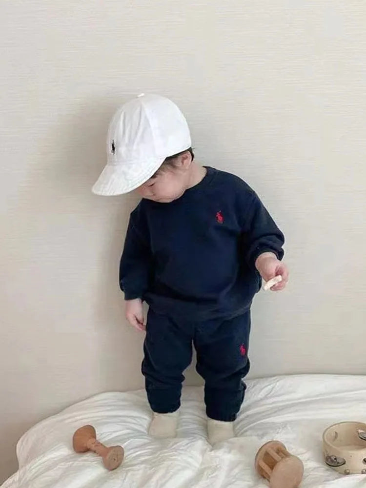 Boys Spring Sports Round Neck Sweater Set Children's Wear Two Piece Children Clothes Children's Top And Bottom Clothes Set Kids