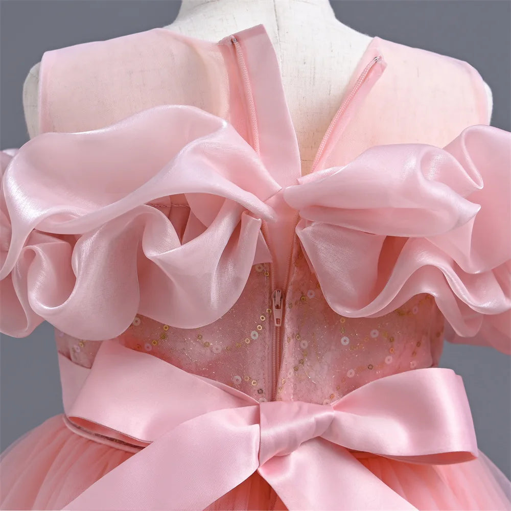 Baby Girls Flower Princess Ball Gown. Lace Long Dresses for formal wear.