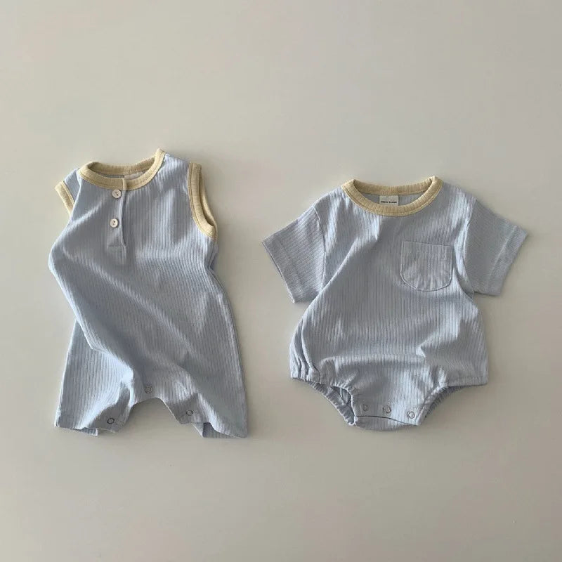 Baby Solid Cool Sleeveless Romper Toddler Boys Loose Comfortable Casual Outwear Jumpsuit Infant Clothes Kids Girls Onesie 0-24m