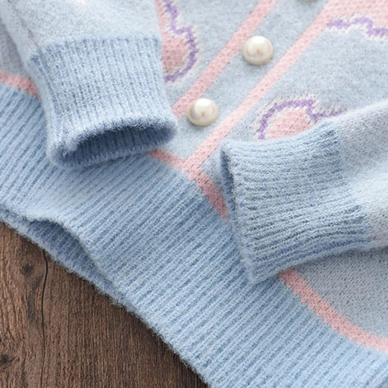 Melario Floral Girls Baby Knitted Clothes Sets Fashion Winter Sweaters Tops Ruffles Skirt Outfits Beading Children Clothes Suit